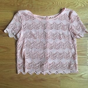 Lacy blush cropped T